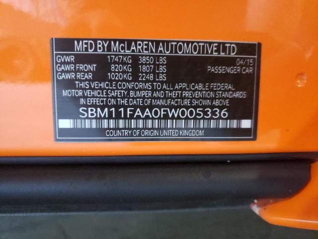 2015 MCLAREN AUTOMOTIVE 650S SPIDE SBM11FAA0FW005336