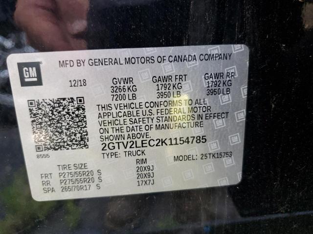 2019 GMC SIERRA LIM 2GTV2LEC2K1154785