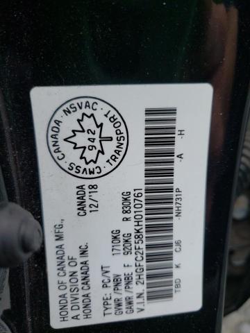 2019 HONDA CIVIC LX - 2HGFC2F58KH010761