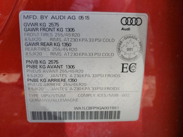 2016 AUDI SQ5 TECHNI WA1LCBFP9GA001991