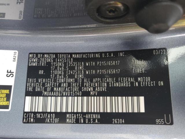 2022 TOYOTA COROLLA CR 7MUAAABG7NV015140