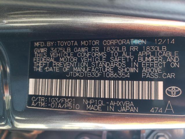 JTDKDTB30F1086354 Toyota PRIUS C