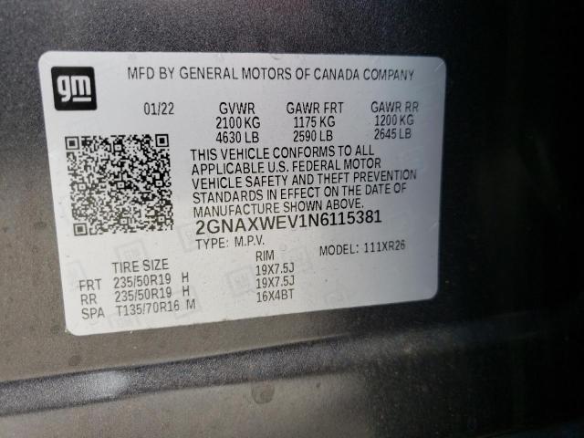 2022 CHEVROLET EQUINOX RS 2GNAXWEV1N6115381