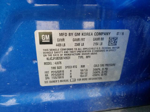 2016 BUICK ENCORE CON - KL4CJFSB2GB749631