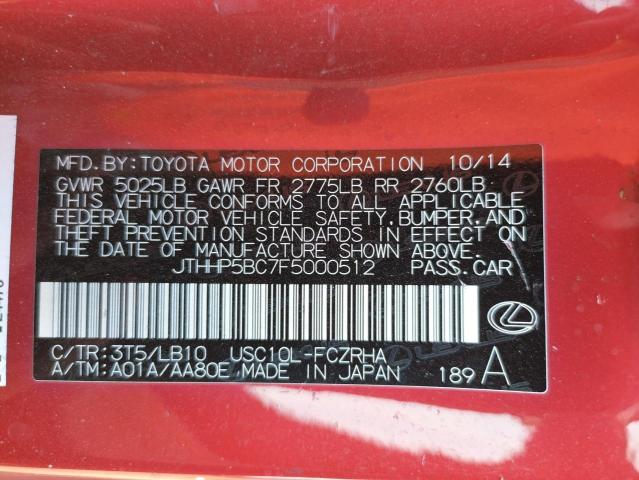 2015 LEXUS RC-F JTHHP5BC7F5000512