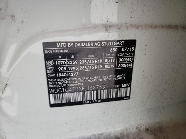 2015 MERCEDES-BENZ GLA 250 - WDCTG4EBXFJ168753