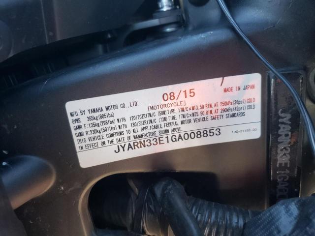 2016 YAMAHA FZ09 JYARN33E1GA008853