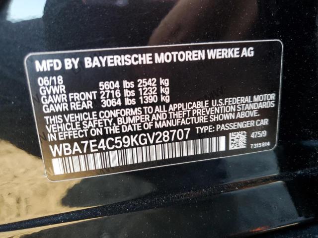 2019 BMW 740 XI WBA7E4C59KGV28707