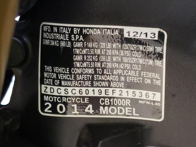 2014 HONDA CB1000 R ZDCSC6019EF215367
