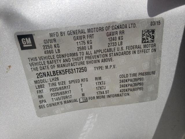 2GNALBEK5F6317250 | 2015 CHEVROLET EQUINOX LT