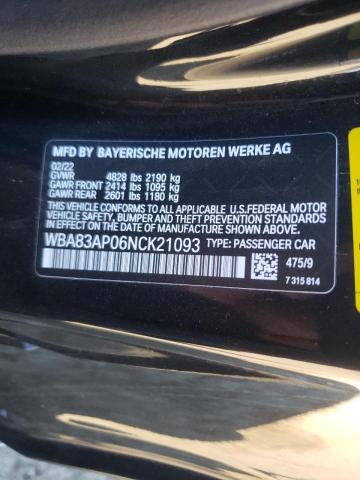 2022 BMW M440I WBA83AP06NCK21093