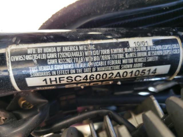 2002 HONDA VTX1800 C 1HFSC46002A010514