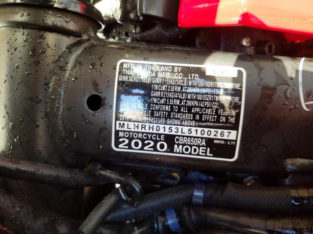 2020 HONDA CBR650 RA MLHRH0153L5100267