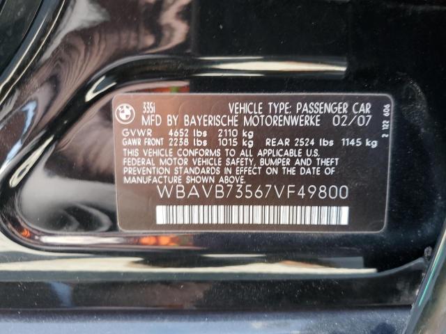 WBAVB73567VF49800 BMW 335 I