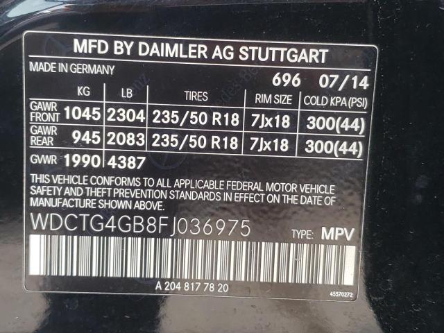 WDCTG4GB8FJ036975 Mercedes-Benz Gla 250 4matic