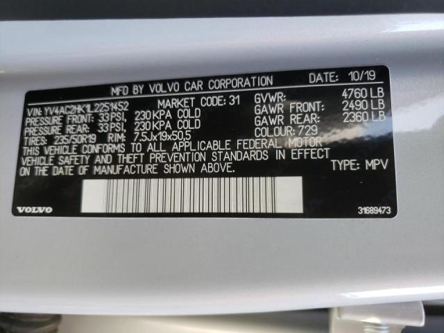 2020 VOLVO XC40 T4 MO YV4AC2HK1L2251452