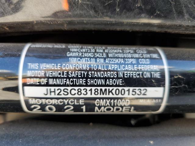 2021 HONDA CMX1100 D JH2SC8318MK001532