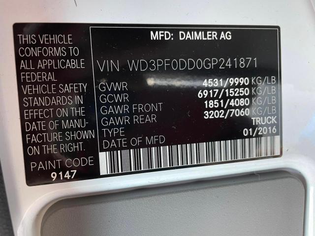 2016 MERCEDES-BENZ SPRINTER 3 WD3PF0DD0GP241871