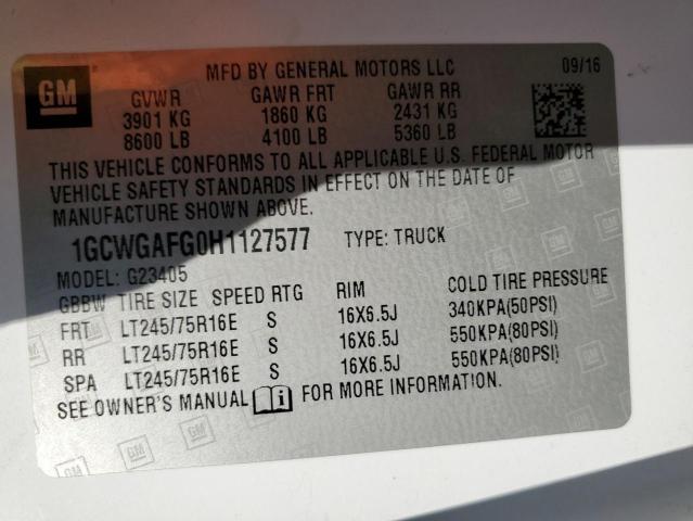 2017 CHEVROLET EXPRESS G2 - 1GCWGAFG0H1127577