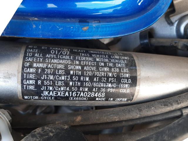 2007 KAWASAKI EX650 A - JKAEXEA167A028468