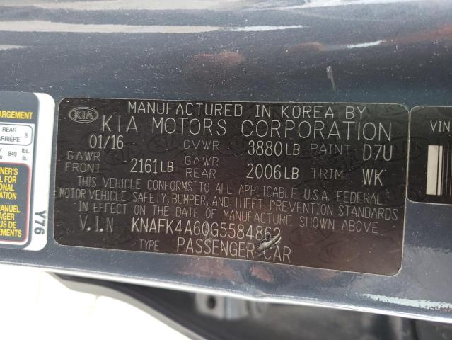 KNAFK4A60G5584862 KIA FORTE LX