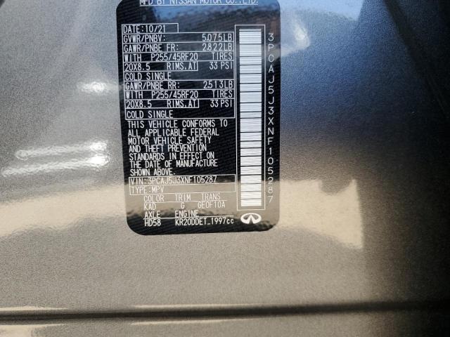 2022 INFINITI QX55 LUXE 3PCAJ5J3XNF105287