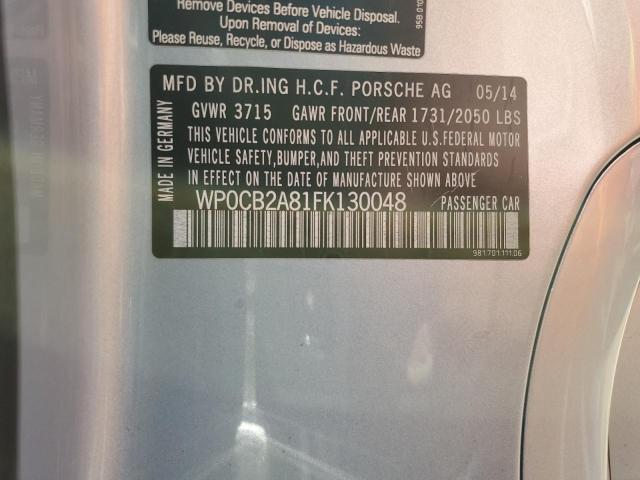 2015 PORSCHE BOXSTER S WP0CB2A81FK130048