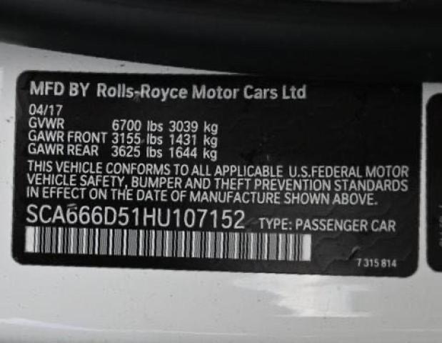 2017 ROLLS-ROYCE DAWN SCA666D51HU107152