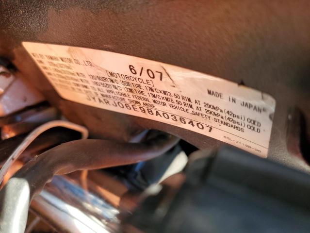 2008 YAMAHA YZFR6 S JYARJ06E98A036407