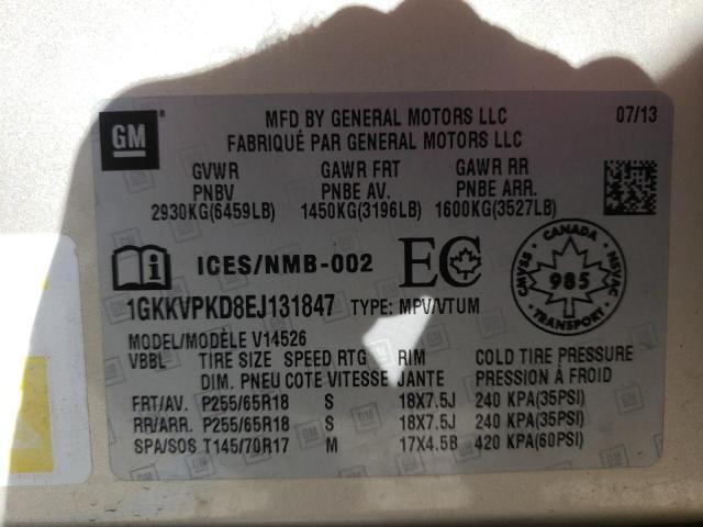 1GKKVPKD8EJ131847 GMC ACADIA SLE