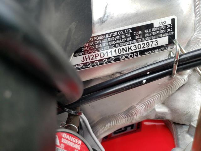2022 HONDA CRF450 L JH2PD1110NK302973