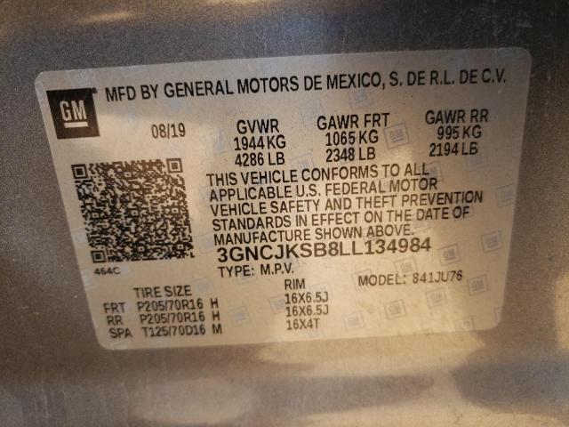 2020 CHEVROLET TRAX LS 3GNCJKSB8LL134984