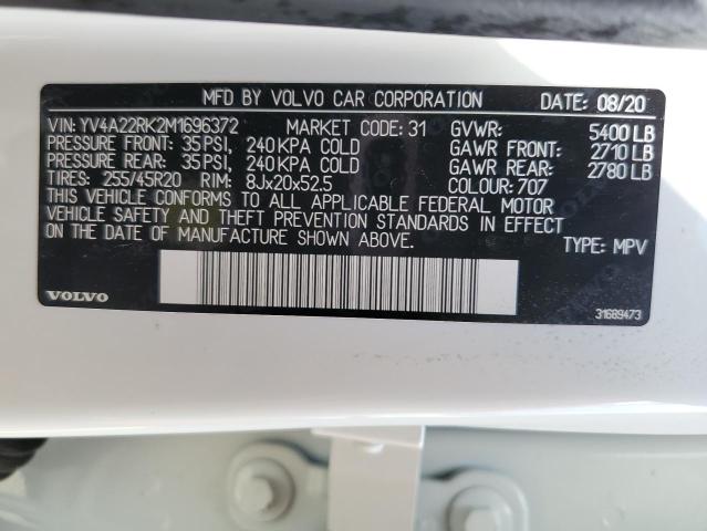 2021 VOLVO XC60 T6 MO YV4A22RK2M1696372