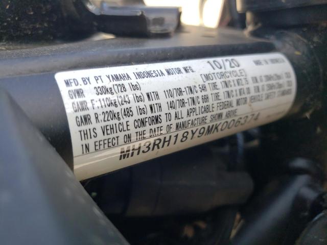 2021 YAMAHA YZFR3 A MH3RH18Y9MK006374