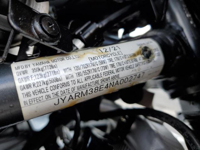 2022 YAMAHA YZFR7 JYARM38E4NA002747
