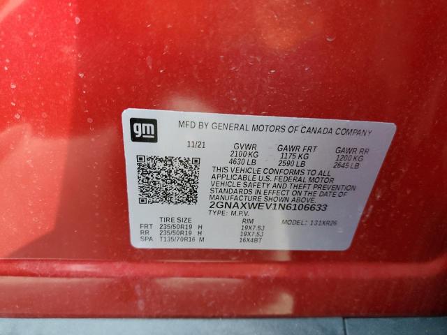 2022 CHEVROLET EQUINOX RS 2GNAXWEV1N6106633