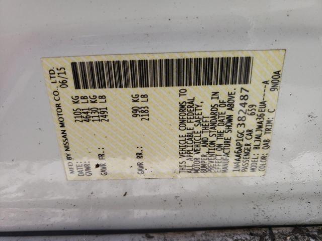2016 NISSAN MAXIMA PLA 1N4AA6AP1GC382487