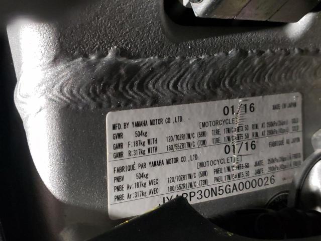 2016 YAMAHA FJR1300 AE JYARP30N5GA000026