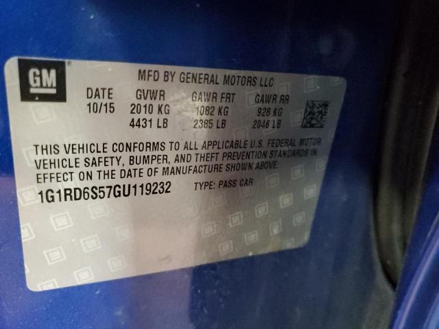 2016 CHEVROLET VOLT LTZ 1G1RD6S57GU119232