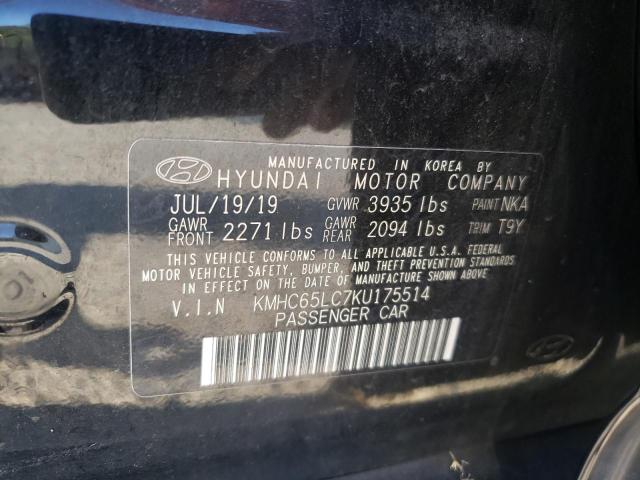 2019 HYUNDAI IONIQ BLUE - KMHC65LC7KU175514