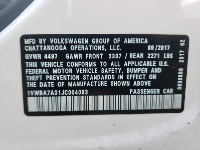 2018 VOLKSWAGEN 411 1VWBA7A31JC004093