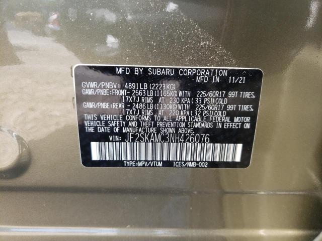 2022 SUBARU FORESTER W JF2SKAMC3NH426076