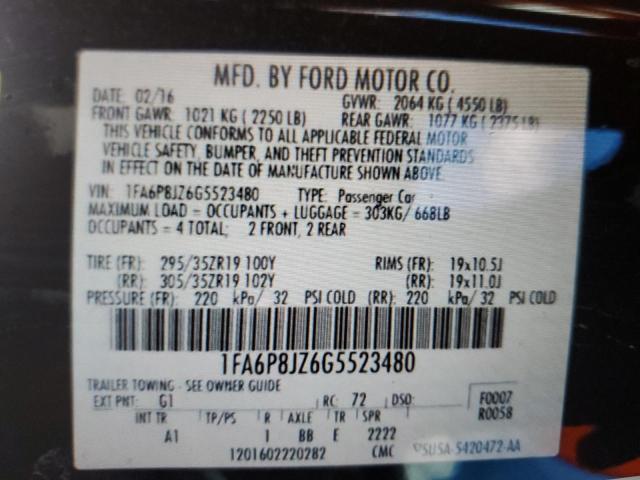2016 FORD MUSTANG SH 1FA6P8JZ6G5523480