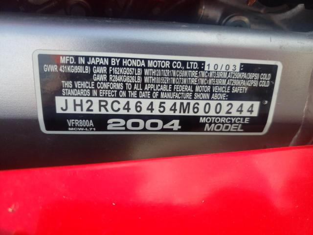 2004 HONDA VFR800 A JH2RC46454M600244