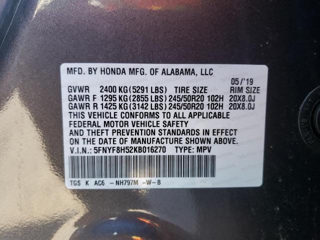 2019 HONDA PASSPORT 5FNYF8H52KB016270