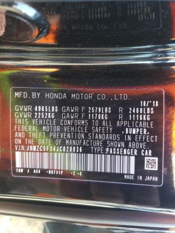 2018 HONDA CLARITY TO JHMZC5F34JC020036