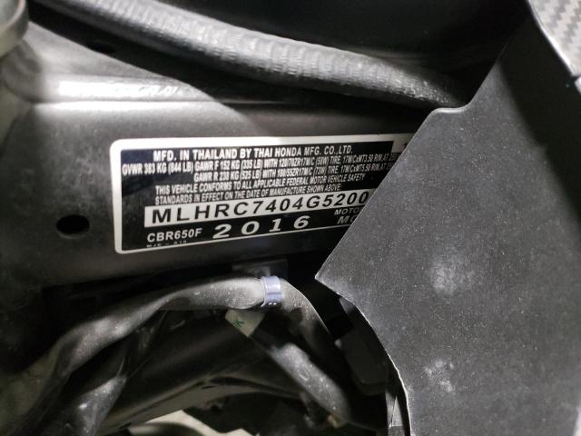 2016 HONDA CBR650 F MLHRC7404G5200147