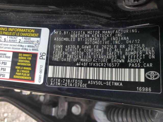 2019 TOYOTA CAMRY BASE 4T4BF1FK9CR216577