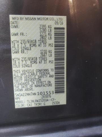 2017 NISSAN MURANO S/S 5N1AZ2MH7HN101553