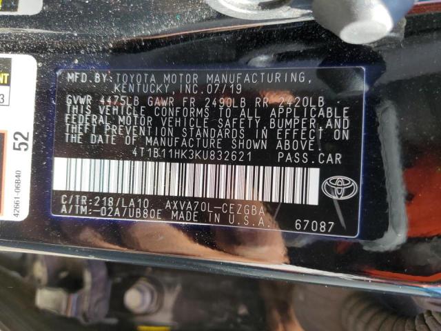 2019 TOYOTA CAMRY L - 4T1B11HK3KU832621